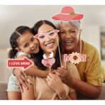 Set 18 Accesorii pentru Petrecere, Embo, Props pentru Photo Corner, Tematica Ziua Mamei, Multicolor - imagine 5