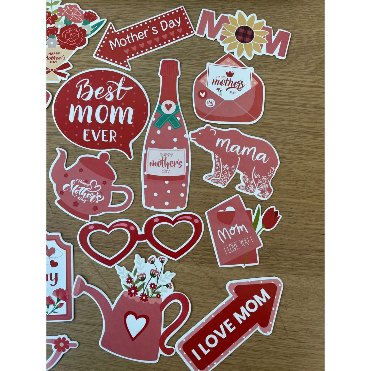 Set 18 Accesorii pentru Petrecere, Embo, Props pentru Photo Corner, Tematica Ziua Mamei, Multicolor - imagine 3