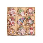 Set 18 Decoratiuni de Craciun din Lemn, Embo, cu Snur pentru Agatare in Brad, Model Gnomi, Diferite Dimensiuni, Multicolor