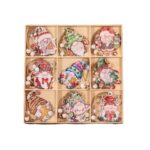 Set 18 Decoratiuni de Craciun din Lemn, Embo, cu Snur pentru Agatare in Brad, Model Gnomi, Diferite Dimensiuni, Multicolor