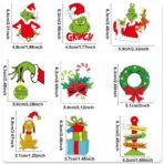 Set 18 Decoratiuni de Craciun din Lemn, Embo, cu Snur pentru Agatare in Brad, Model Grinch, Diferite Dimensiuni, Multicolor - imagine 2