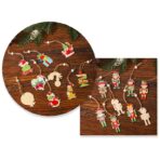 Set 18 Decoratiuni de Craciun din Lemn, Embo, cu Snur pentru Agatare in Brad, Model Grinch, Diferite Dimensiuni, Multicolor - imagine 4