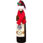 Set 2 accesorii decorative pentru sticlele de vin, tematica Craciun, material textil/poliester, multicolor