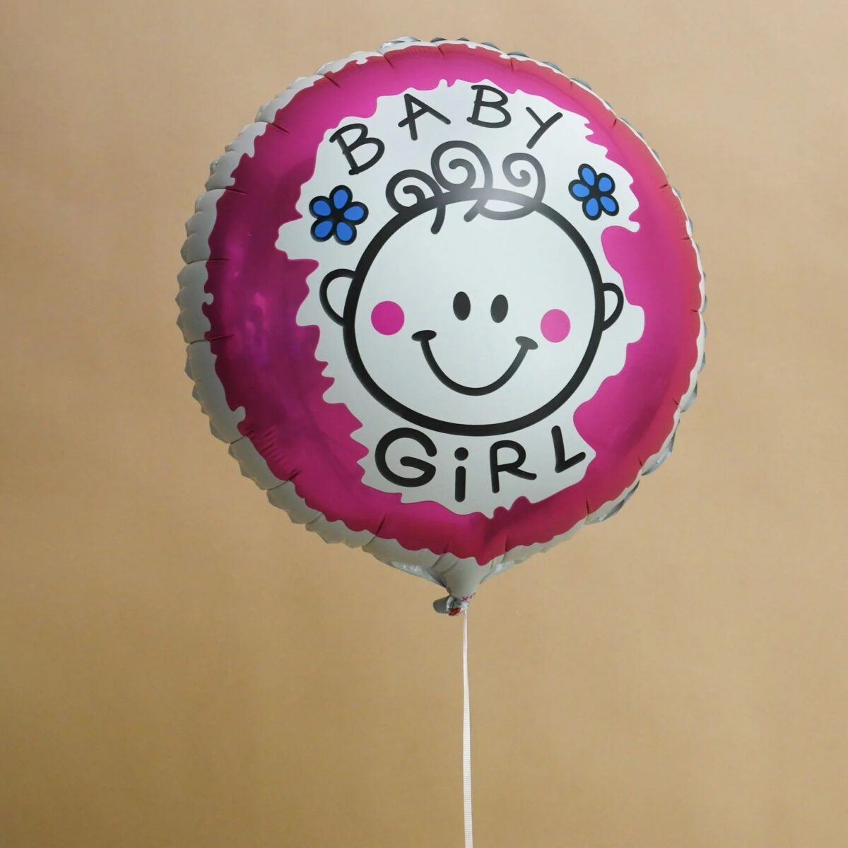 Set 2 Baloane din Folie Metalizata, Embo, Figurine Inima si Cerc, Tema Botez Fetita, 45 cm, Ambalaj Individual, Pai Inclus, Umflare cu Aer sau Heliu, Roz - imagine 5