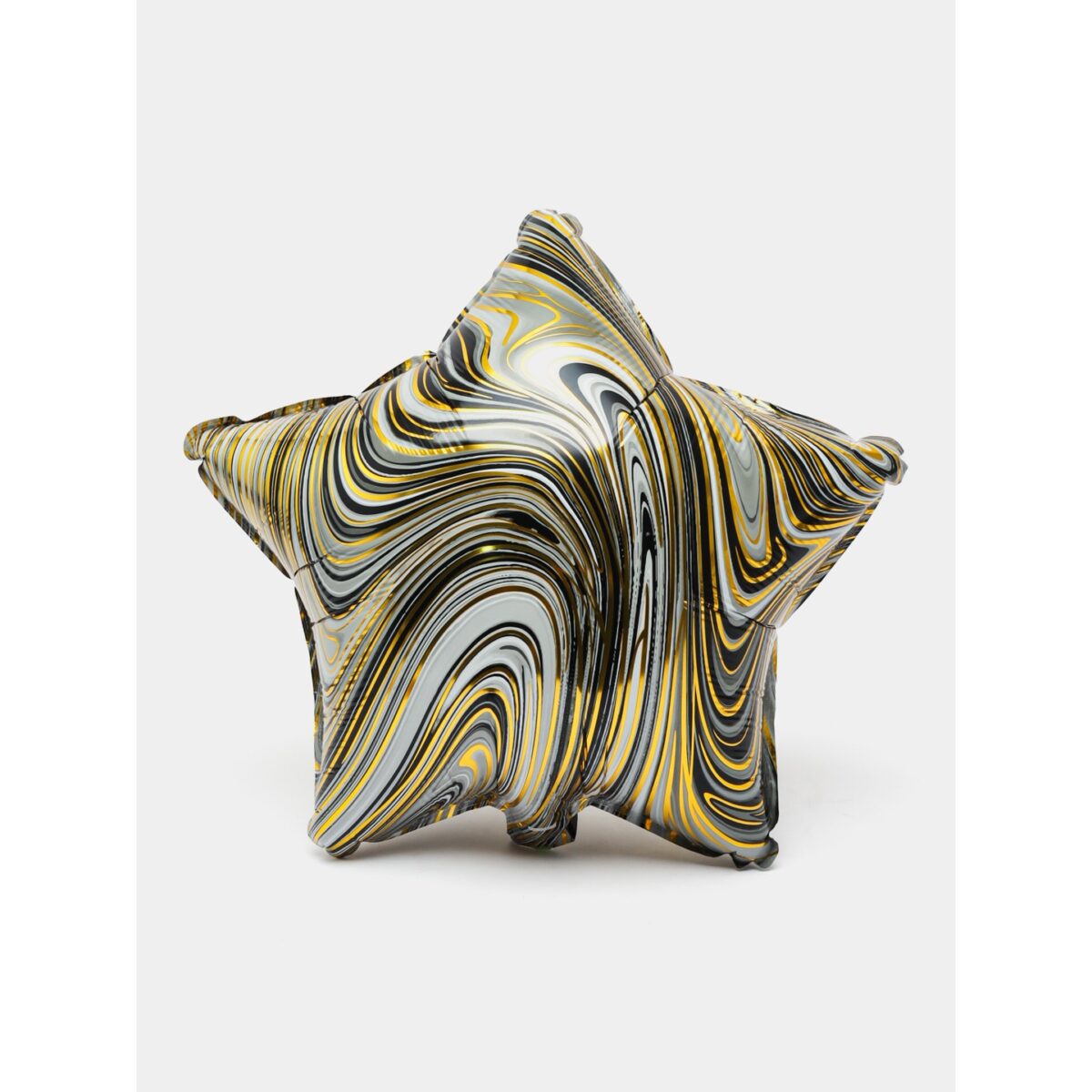 Set 2 Baloane din Folie Metalizata, Embo, Figurine Inima si Stea, Model Marmura, 45 cm, Ambalaj Individual, Pai Inclus, Umflare cu Aer sau Heliu, Bej - imagine 6