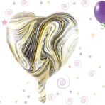 Set 2 Baloane din Folie Metalizata, Embo, Figurine Inima si Stea, Model Marmura, 45 cm, Ambalaj Individual, Pai Inclus, Umflare cu Aer sau Heliu, Bej - imagine 7