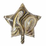 Set 2 Baloane din Folie Metalizata, Embo, Figurine Inima si Stea, Model Marmura, 45 cm, Ambalaj Individual, Pai Inclus, Umflare cu Aer sau Heliu, Bej - imagine 2