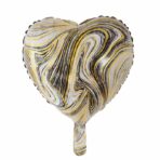 Set 2 Baloane din Folie Metalizata, Embo, Figurine Inima si Stea, Model Marmura, 45 cm, Ambalaj Individual, Pai Inclus, Umflare cu Aer sau Heliu, Bej - imagine 3