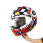 Set 2 Baloane din Folie Metalizata, Embo, Figurine Cerc si Casca, Model Curse, 75-80 cm cm, Ambalaj Individual, Pai Inclus, Umflare cu Aer sau Heliu, Multicolor - imagine 4