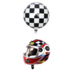 Set 2 Baloane din Folie Metalizata, Embo, Figurine Cerc si Casca, Model Curse, 75-80 cm cm, Ambalaj Individual, Pai Inclus, Umflare cu Aer sau Heliu, Multicolor