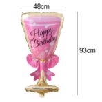 Set 2 Baloane din Folie Metalizata, Embo, tematica Aniversare HAPPY BIRTHDAY, Figurine Model Sticla de Sampanie 50 x 108 cm si Pahar 48 x 93 cm, Roz - imagine 4