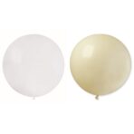 Set 2 Baloane din Latex, Embo, Model Party Jumbo, 90 cm, Alb si Bej, 35 g - imagine 4