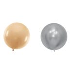 Set 2 Baloane din Latex, Embo, Model Party Jumbo, 90 cm, Auriu Argintiu, 35 g