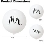 Set 2 Baloane din Latex, Embo, Tip Jumbo, Model Mr si Mrs, Tema Nunta, 45 cm, Alb - imagine 2