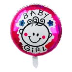 Set 2 Baloane din Folie Metalizata, Embo, Figurine Inima si Cerc, Tema Botez Fetita, 45 cm, Ambalaj Individual, Pai Inclus, Umflare cu Aer sau Heliu, Roz - imagine 2