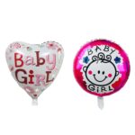 Set 2 Baloane din Folie Metalizata, Embo, Figurine Inima si Cerc, Tema Botez Fetita, 45 cm, Ambalaj Individual, Pai Inclus, Umflare cu Aer sau Heliu, Roz