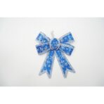 Set 2 fundite pentru brad, Albastre, model de nea, cu margini argintii, 13 x 18 cm, PVC, Embo - imagine 6