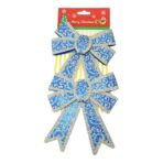 Set 2 fundite pentru brad, Albastre, model spiralat, cu margini aurii, 13 x 18 cm, PVC, Embo