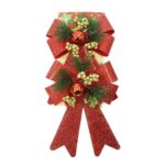 Set 2 fundite pentru brad, Rosii, decorate, cu sclipici, 14 x 19 cm, din poliester, Embo