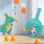 Set 2 Palete de Tenis de Masa, Embo, pentru Copii, Design Animat, Tematica Astronauti, Accesoriu de Agatat Inclus si 4 Mingi, Albastru - imagine 2