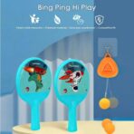 Set 2 Palete de Tenis de Masa, Embo, pentru Copii, Design Animat, Tematica Astronauti, Accesoriu de Agatat Inclus si 4 Mingi, Albastru - imagine 10