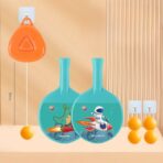 Set 2 Palete de Tenis de Masa, Embo, pentru Copii, Design Animat, Tematica Astronauti, Accesoriu de Agatat Inclus si 4 Mingi, Albastru - imagine 11