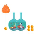 Set 2 Palete de Tenis de Masa, Embo, pentru Copii, Design Animat, Tematica Astronauti, Accesoriu de Agatat Inclus si 4 Mingi, Albastru