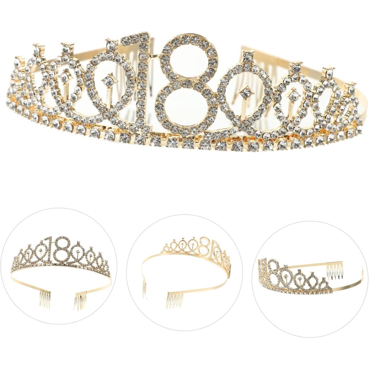 Set 2 Piese pentru Majorat, Embo, 15 x 13 x 5 cm, Coronita Printesa Gold si Panglica 18&Fabulous, Negru - imagine 5