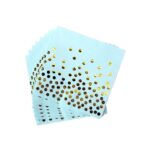 Set 20 de Servetele de Masa, Embo, Imprimeu cu Buline Aurii, din Hartie, 17 x 17 cm, Albastru