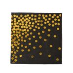 Set 20 de Servetele de Masa, Embo, Imprimeu cu Buline Aurii, din Hartie, 17 x 17 cm, Negru