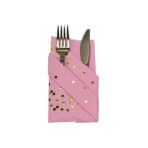 Set 20 de Servetele de Masa, Embo, Imprimeu cu Buline Aurii, din Hartie, 17 x 17 cm, Roz - imagine 3