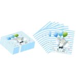 Set 20 de Servetele de Masa, Embo, Imprimeu Elefant, din Hartie, 16.5 x 16.5 cm, Albastru - imagine 3