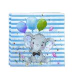 Set 20 de Servetele de Masa, Embo, Imprimeu Elefant, din Hartie, 16.5 x 16.5 cm, Albastru