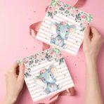 Set 20 de Servetele de Masa, Embo, Imprimeu Elefant, din Hartie, 16.5 x 16.5 cm, Roz - imagine 2