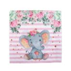 Set 20 de Servetele de Masa, Embo, Imprimeu Elefant, din Hartie, 16.5 x 16.5 cm, Roz
