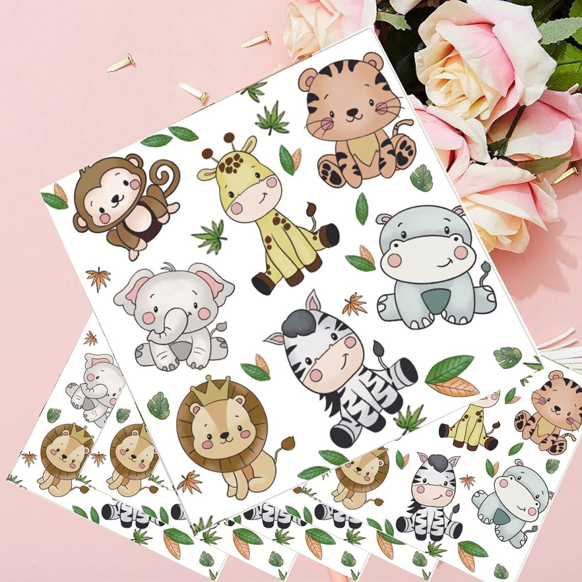 Set 20 de Servetele de Masa, Embo, Imprimeu Jungle, din Hartie, 16.5 x 16.5 cm, Multicolor - imagine 3