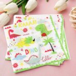 Set 20 Servetele de Masa, Embo, Colectia Dino Park, 17 x 17 cm, din Hartie, Multicolor - imagine 5