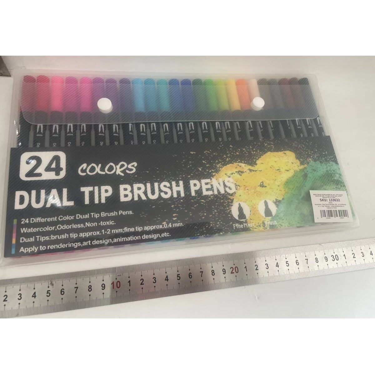 Set 24 Carioci, Embo, pe Baza de Apa, 2 Tipuri de Varf, 1-2 mm, 0.4 mm, Corp Carioca Negru, din Plastic, Multicolor - imagine 3