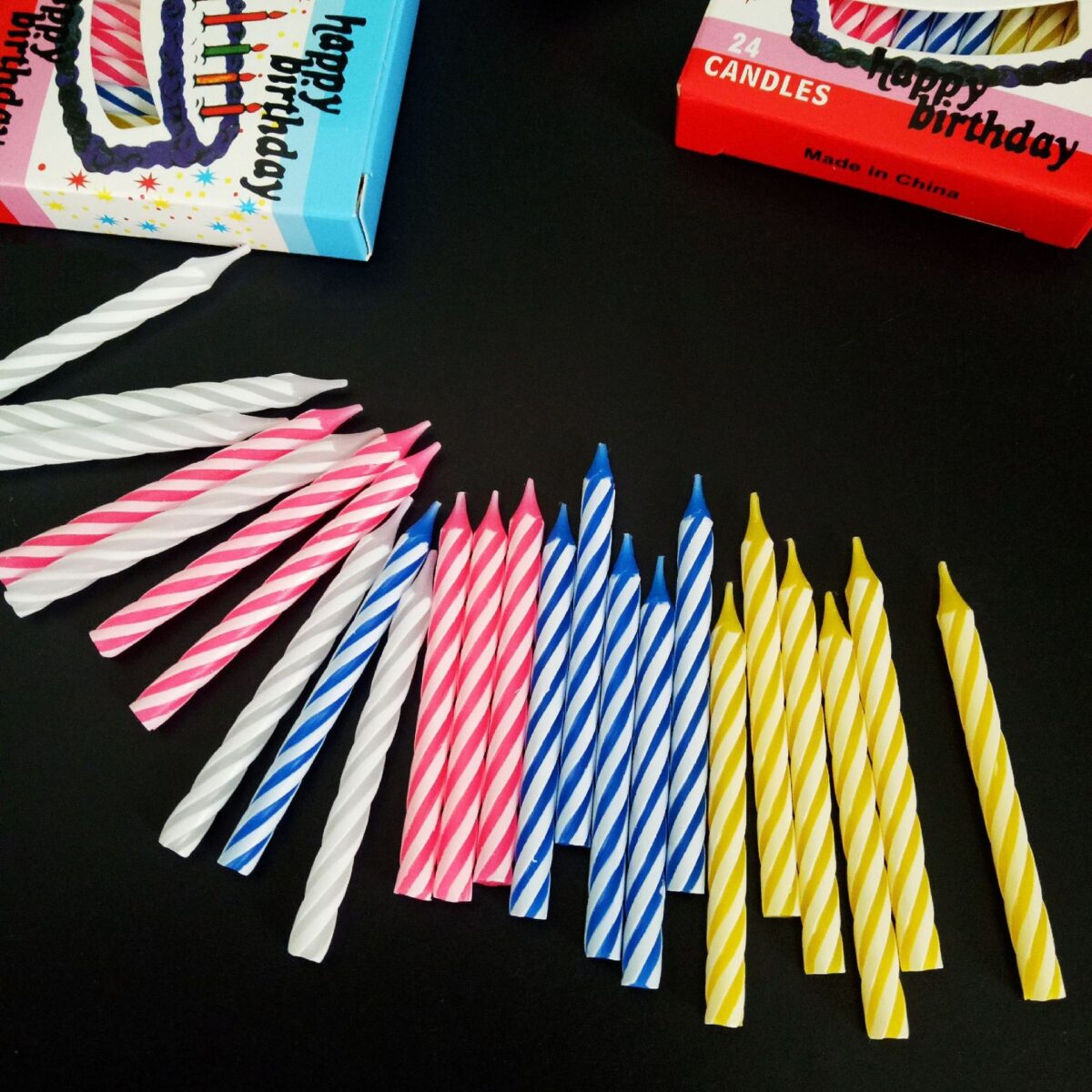 Set 24 Lumanari de Tort, Embo, Model Spirala, Party, 6.5 cm, din Parafina, Multicolor - imagine 3