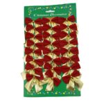 Set 24 fundite pentru brad, Rosii-Aurii , 5 x 6 cm, din poliester, Embo