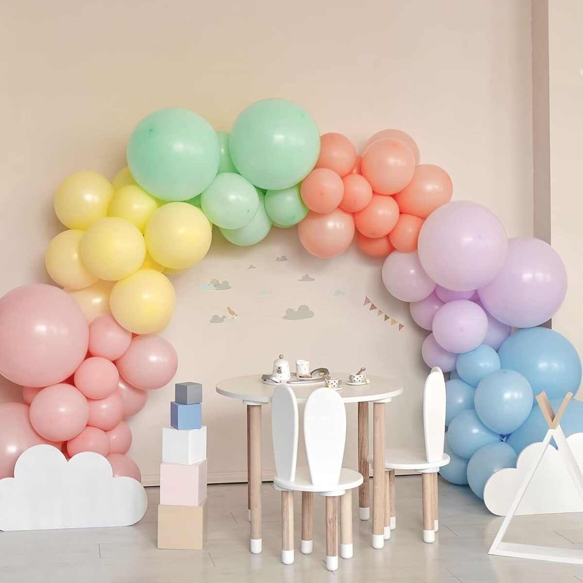Set 25 Baloane din Latex, Embo, Model Party, 13 cm, Multicolore, Culori Pale, 1 g - imagine 3