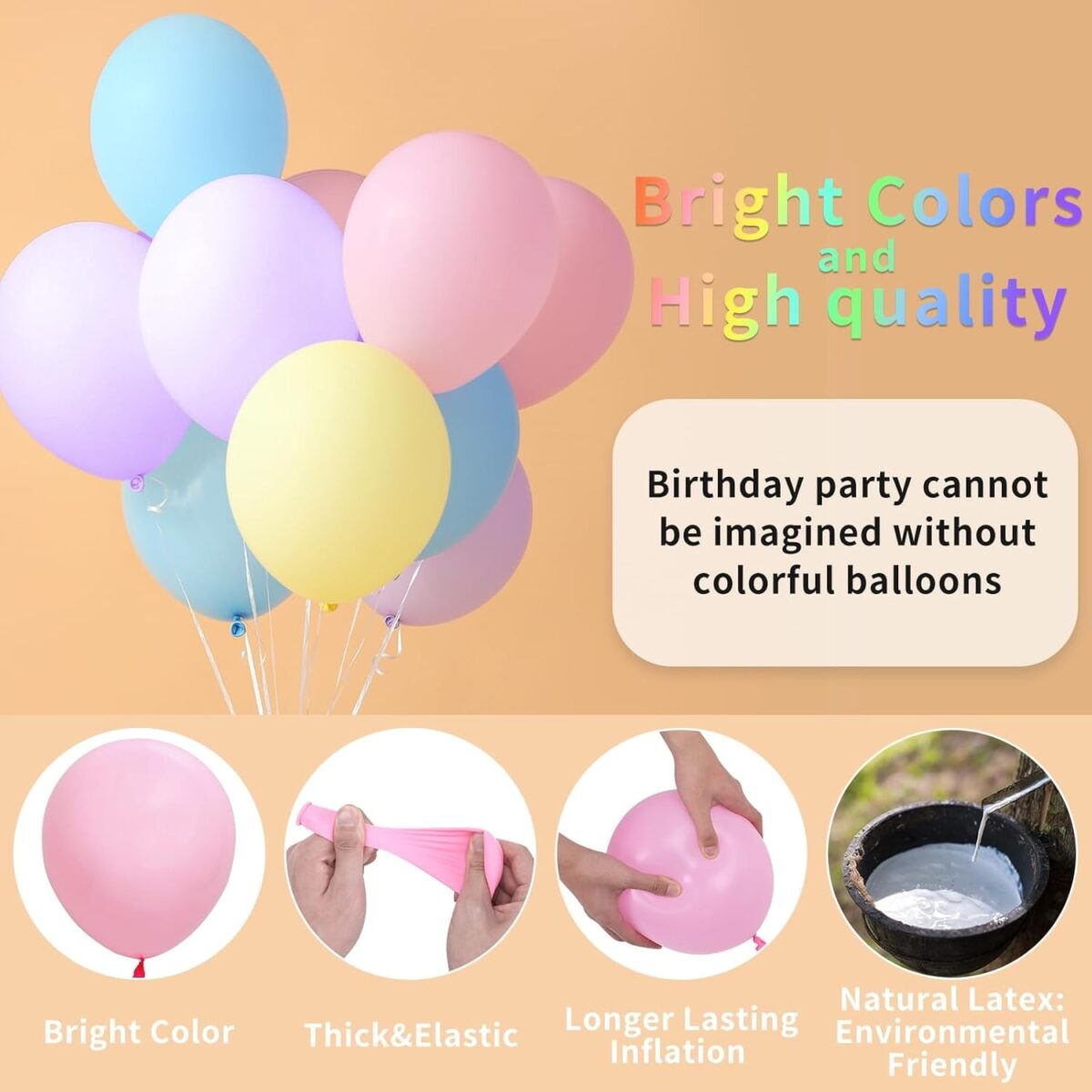 Set 25 Baloane din Latex, Embo, Model Party, 13 cm, Multicolore, Culori Pale, 1 g - imagine 5