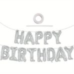 Set 25 de Baloane din Folie Metalizata si Latex, Embo, Figurine 2 Stele, 4 Baloane Confetti, 13 Litere, 6 Latex, Model Happy Birthday, Tema Aniversare, 40 cm, Ambalaj Individual, Pai Inclus, Umflare cu Aer sau Heliu, Argintiu - imagine 7
