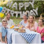 Set 25 de Baloane din Folie Metalizata si Latex, Embo, Figurine 2 Stele, 4 Baloane Confetti, 13 Litere, 6 Latex, Model Happy Birthday, Tema Aniversare, 40 cm, Ambalaj Individual, Pai Inclus, Umflare cu Aer sau Heliu, Argintiu - imagine 8