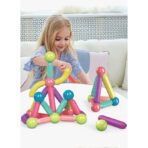 Set 25 de Piese Magnetice de Constructie, Embo, Puzzle, Forme, 3 Ani, ABS, Magnet, 16x6x14 cm, Multicolor - imagine 4