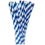 Set 25 Paie, Embo, din Hartie, 20 cm, Model cu Dungi, Alb/Albastru Inchis