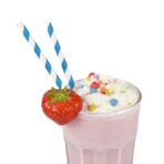 Set 25 Paie, Embo, din Hartie, 20 cm, Model cu Dungi, Alb/Albastru Inchis - imagine 3