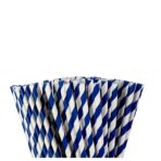 Set 25 Paie, Embo, din Hartie, 20 cm, Model cu Dungi, Alb/Albastru Inchis - imagine 5