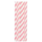Set 25 Paie, Embo, din Hartie, 20 cm, Model cu Dungi, Alb/Roz