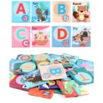 Set 26 Carduri din Panza cu Doua Fete, Embo, Model Litere, Educational, Interactiv, Saculet Inclus, Multicolor - imagine 5